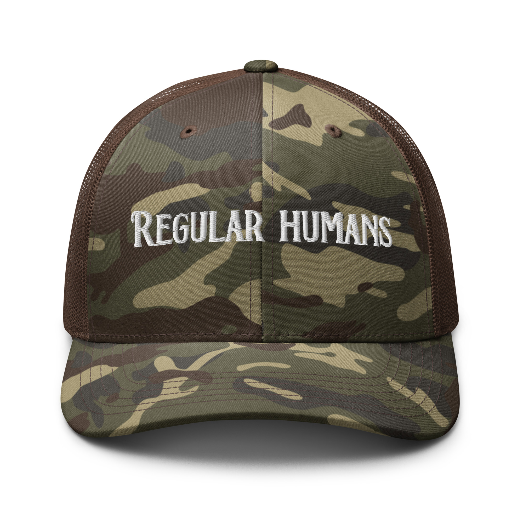 Regular Humans Camouflage trucker hat
