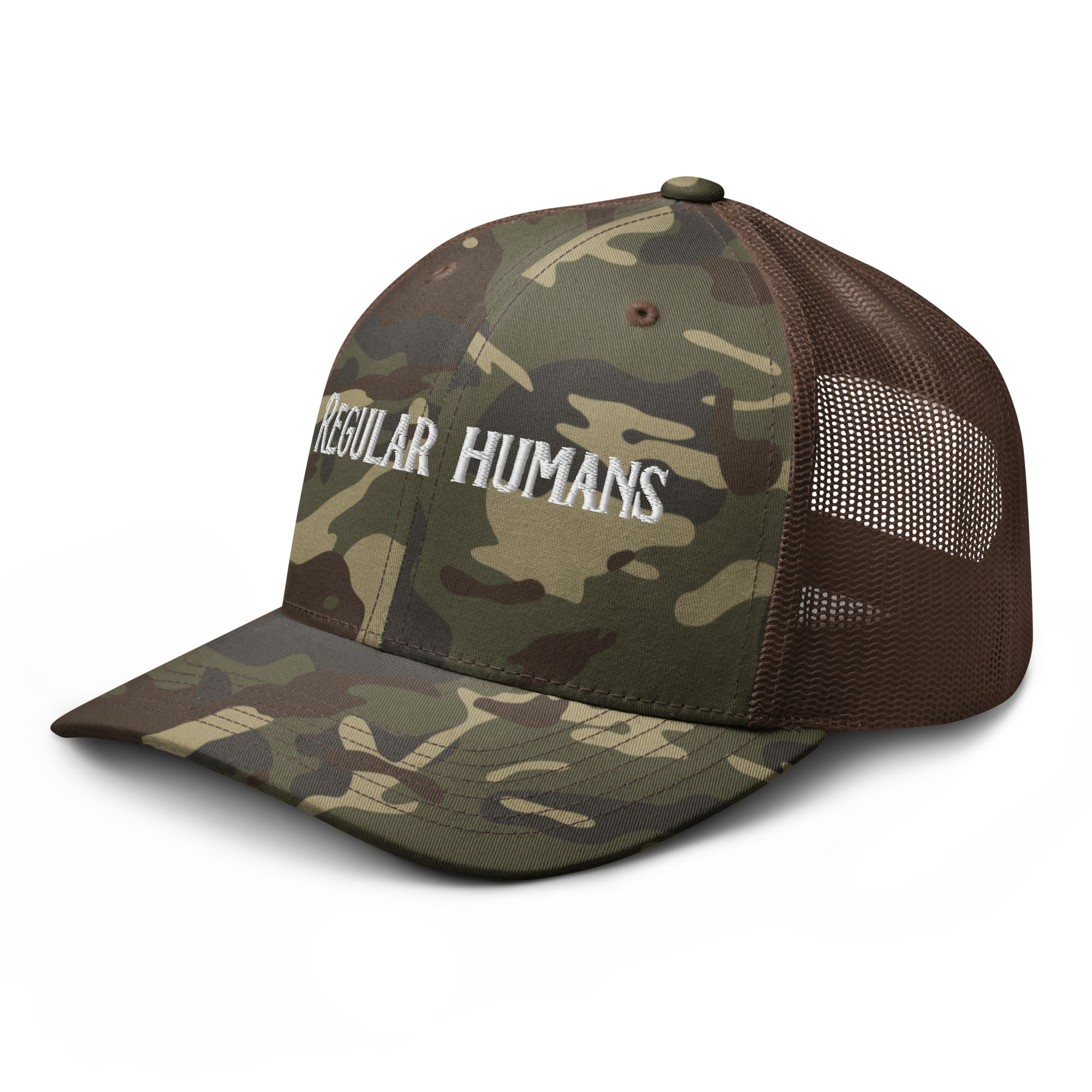 Regular Humans Camouflage trucker hat - Image 3